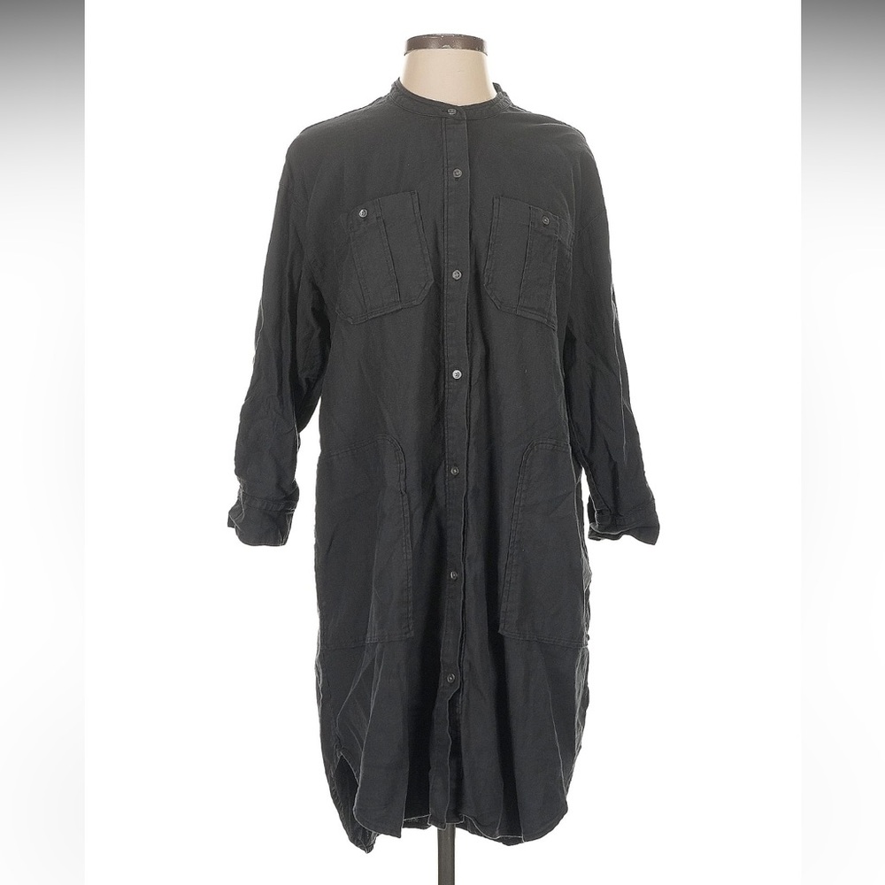 James Perse Black Button-Front Utility shirt Dress size L